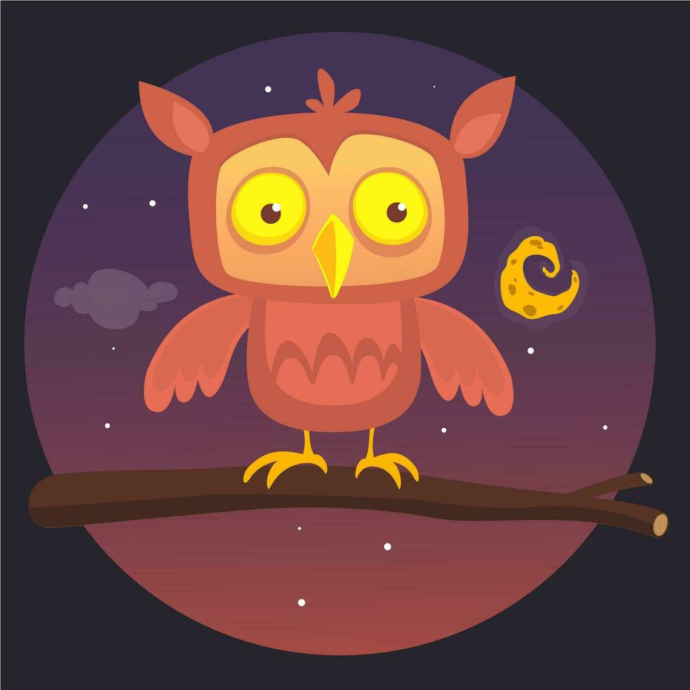 Funny cartoon owl. Vector illustration