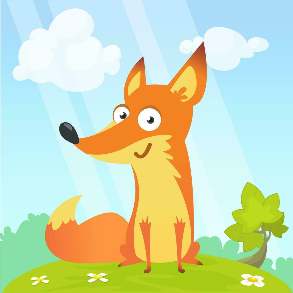 Cute cartoon fox. Vector illustration