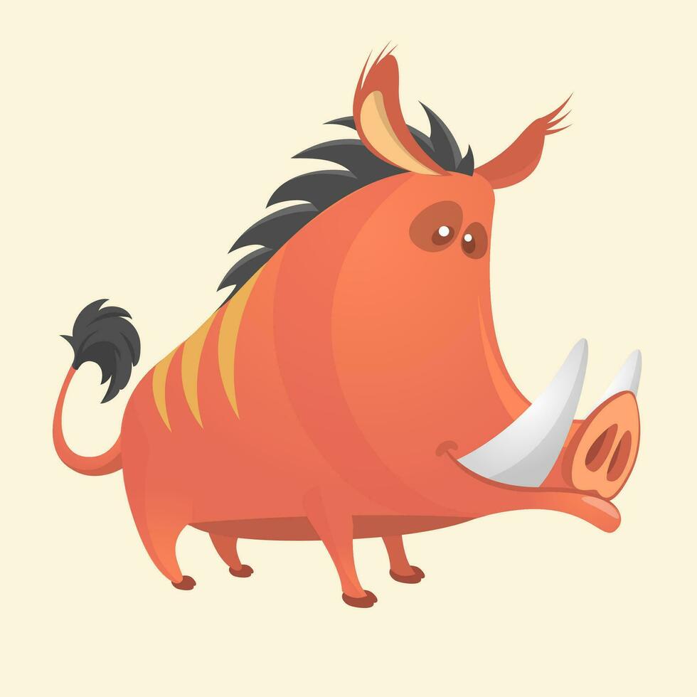 Wild boar or wild pig cartoon vector