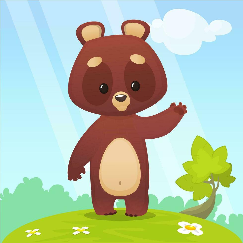 Funny cartoon bear vector illustration