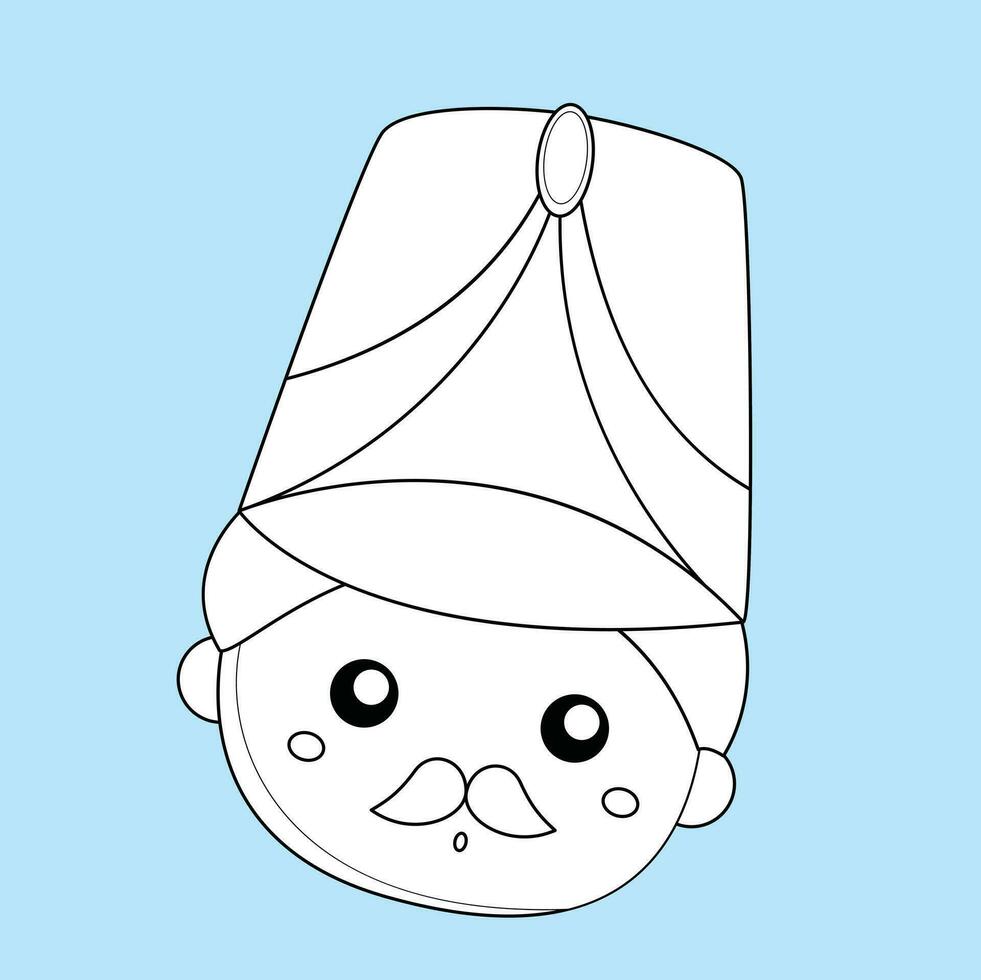 Cute Christmas Faces Soldier Character Cartoon Digital Stamp Outline vector