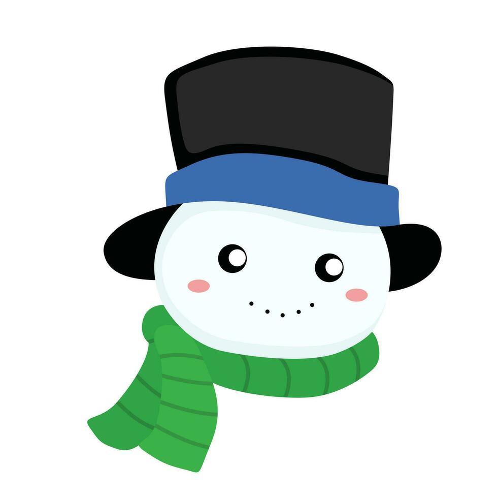 Cute Christmas Snowman Faces Background Decoration Cartoon Illustration Vector Clipart