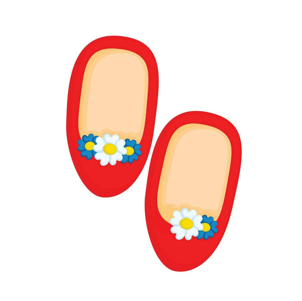 Cute Little Red Shoes Traditional Fashion Korean Cartoon Illustration Vector Clipart Sticker