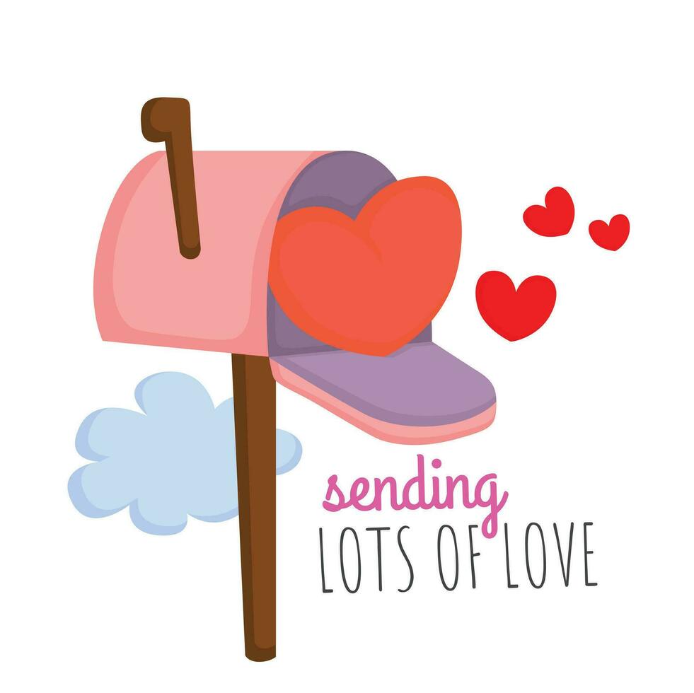 Actuar de amor enviando correo enamorado dibujos animados ilustración vector clipart pegatina