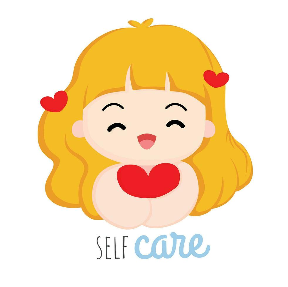 Act of Love Face Girl Valentine Cartoon Illustration Vector Clipart Sticker