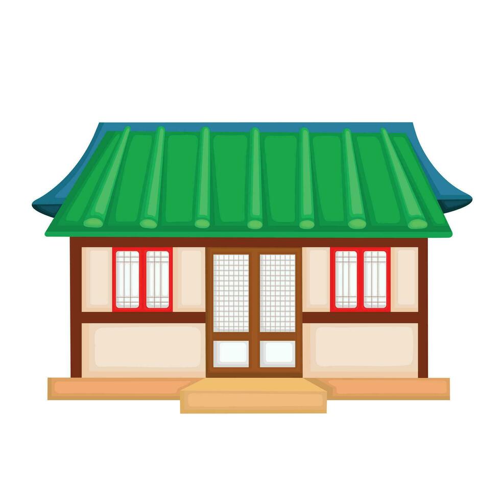 tradicional casa edificio hanok dibujos animados ilustración vector clipart pegatina