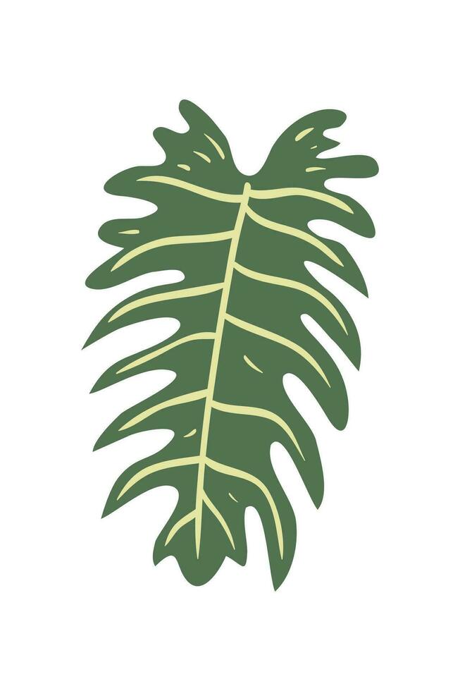 Tropical leaves Elements. Hand-drawn vector illustration. Tropical leaves and abstract exotic plan vector design elements on the white background.