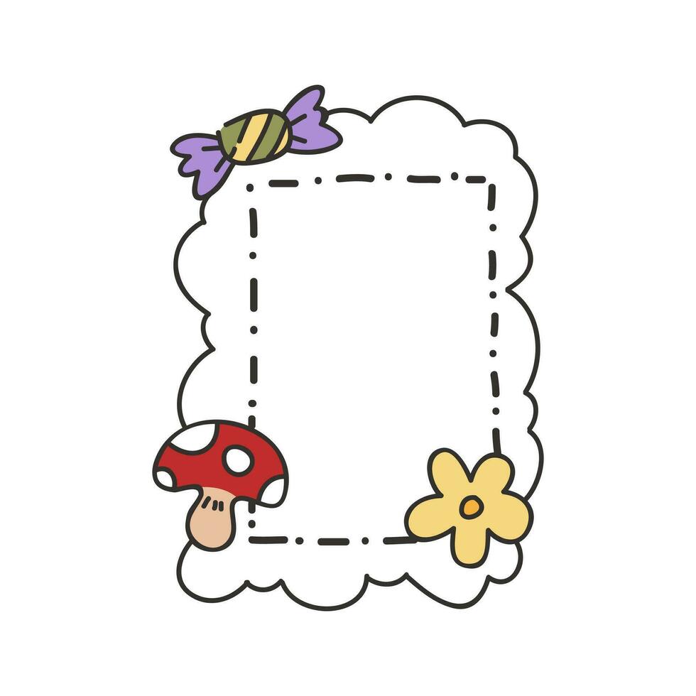 Hand drawn set of simple frame and border with different shapes heart, square, oval. Cute isolated vector illustration for your banner design. Doodle sketch style. Hand drawn line frame.