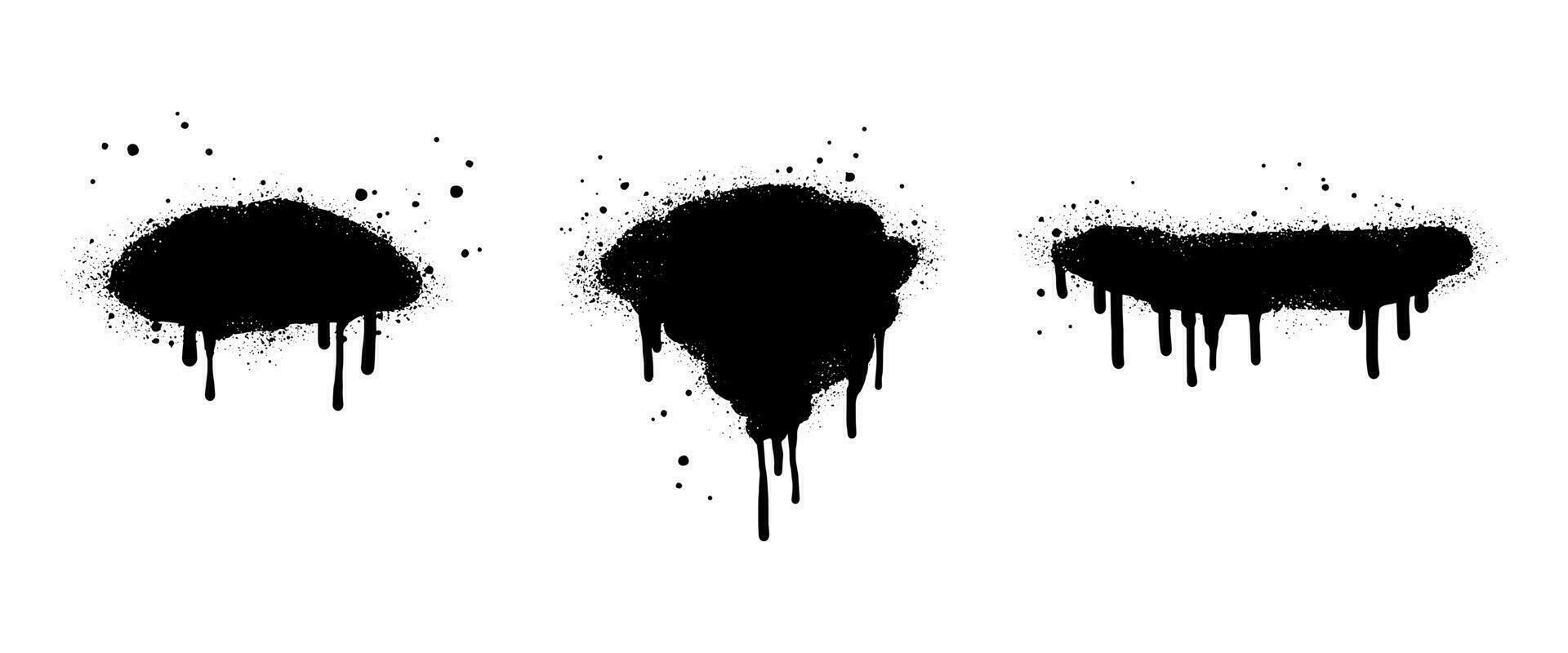 set of spray paint graffiti banners and ink splashes, ink blots. Spray Paint Vector Element isolated on White Background. vector illustration