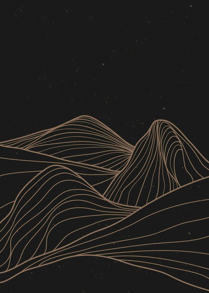 Creative minimalist modern line art pattern. Abstract mountain contemporary aesthetic backgrounds landscapes. with mountain, forest, wave. vector illustrations