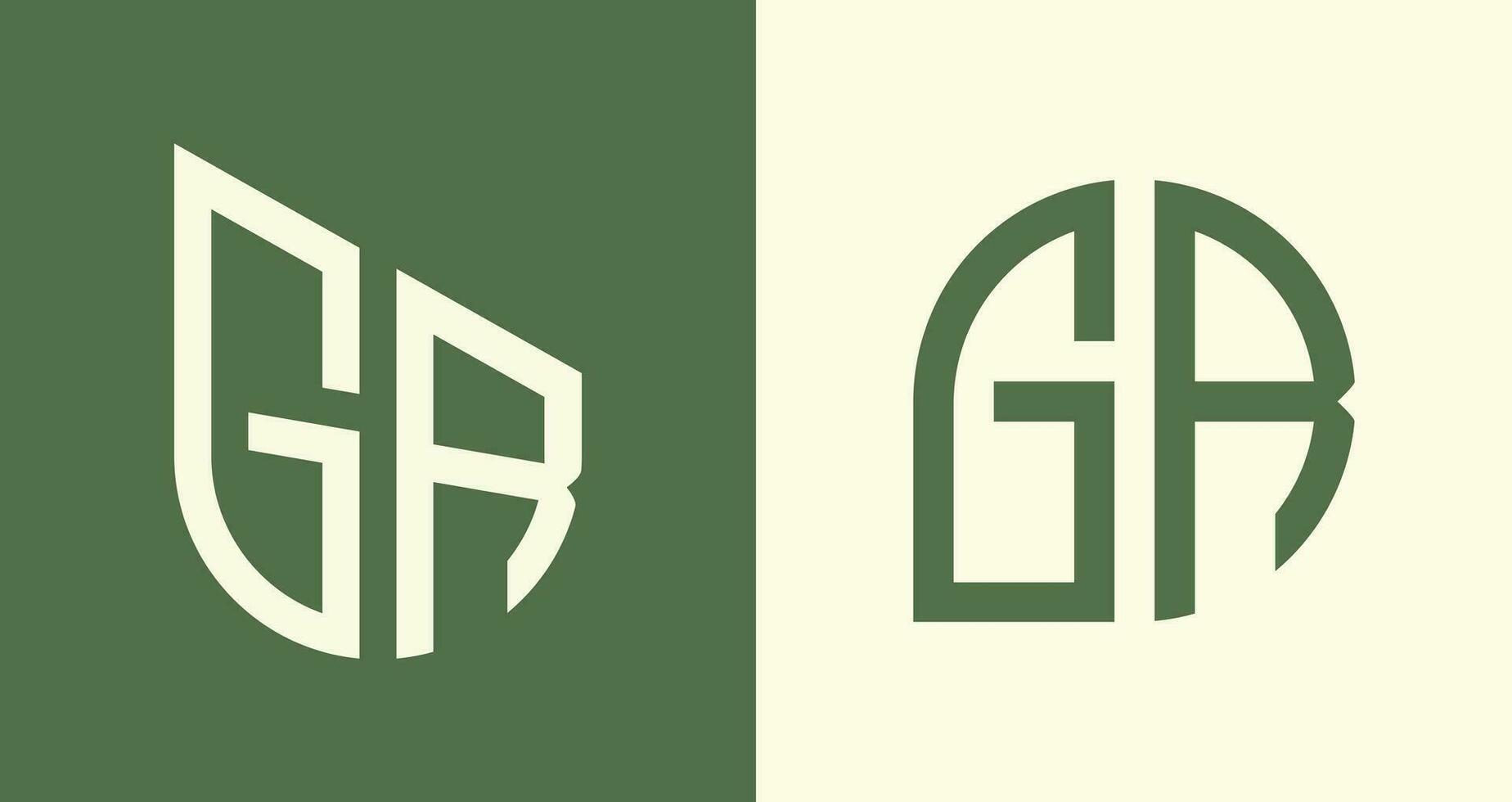 Creative simple Initial Letters GR Logo Designs Bundle. vector