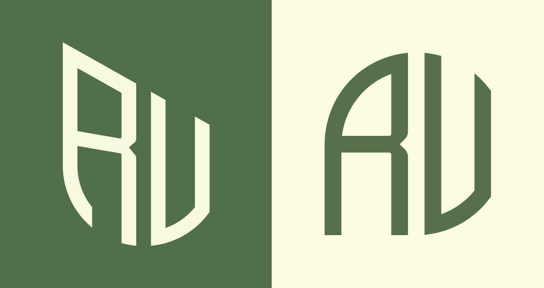 Creative simple Initial Letters RV Logo Designs Bundle. vector