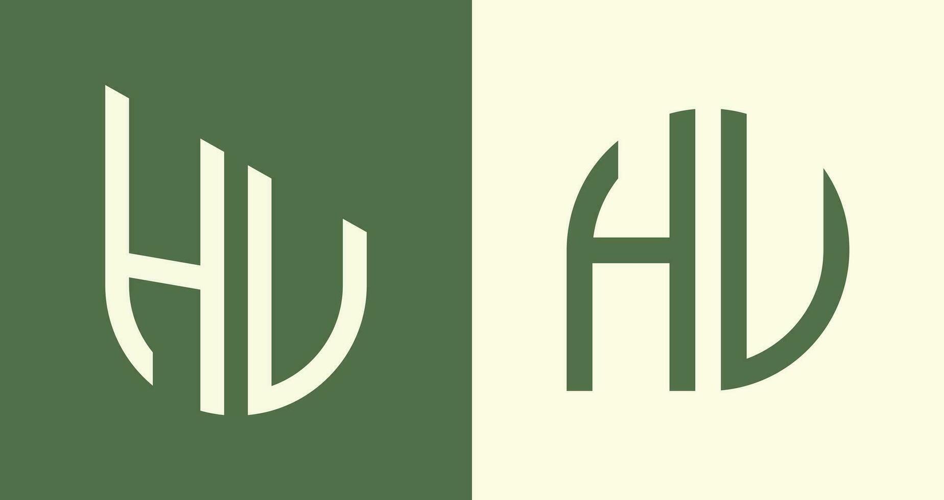 Creative simple Initial Letters HU Logo Designs Bundle. vector