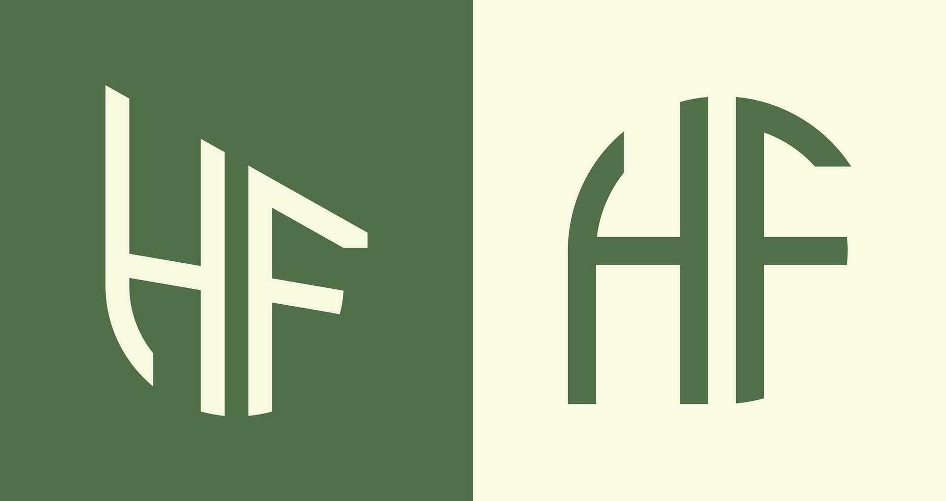 Creative simple Initial Letters HF Logo Designs Bundle. vector