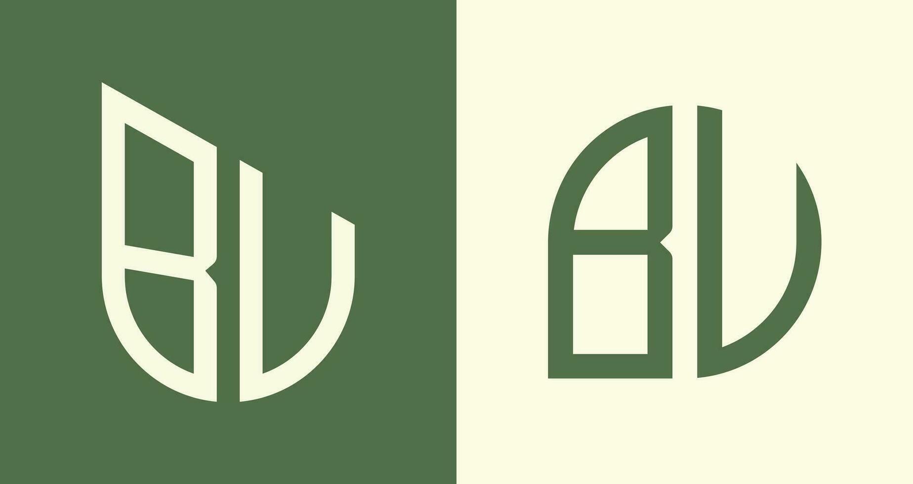 Creative simple Initial Letters BU Logo Designs Bundle. vector