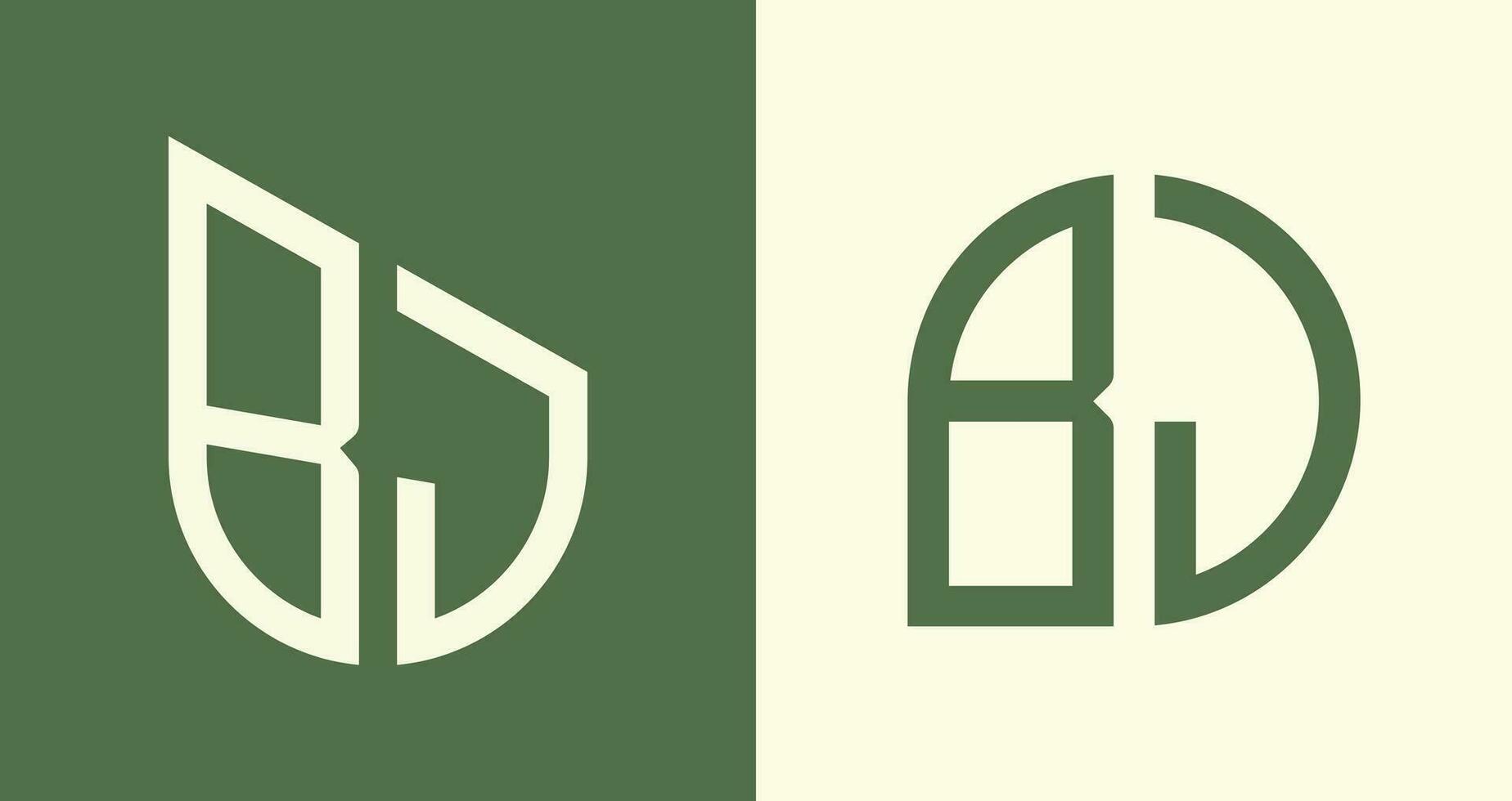 Paquete de diseños de logotipo bj de letras iniciales simples y creativas. vector
