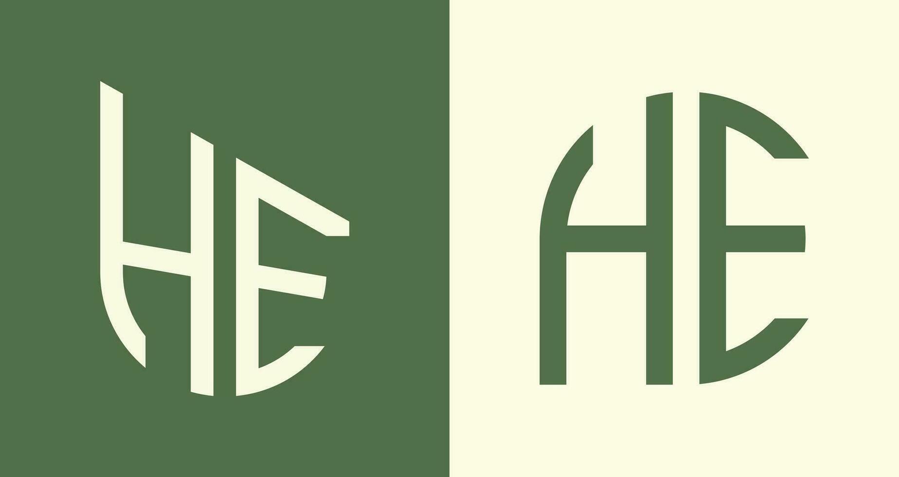 Creative simple Initial Letters HE Logo Designs Bundle. vector