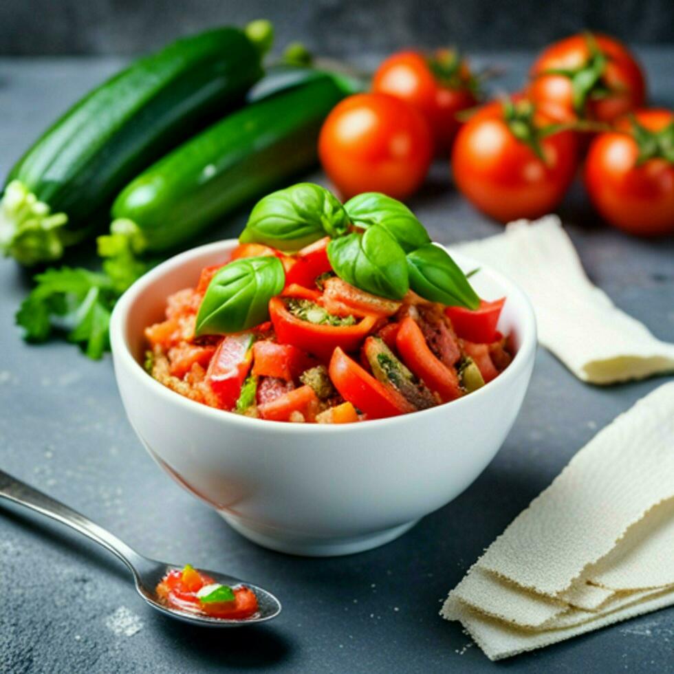 Fresh and Organic Bowl of Nutritious Italian Cuisine with Healthy Vegetables and Fruits Ai generative photo