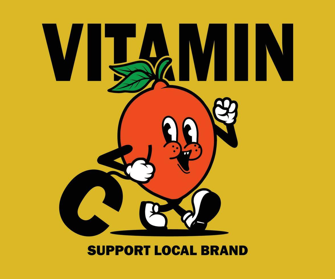 cartoon character of lemon fruit Graphic Design for T shirt Street Wear and Urban Style vector
