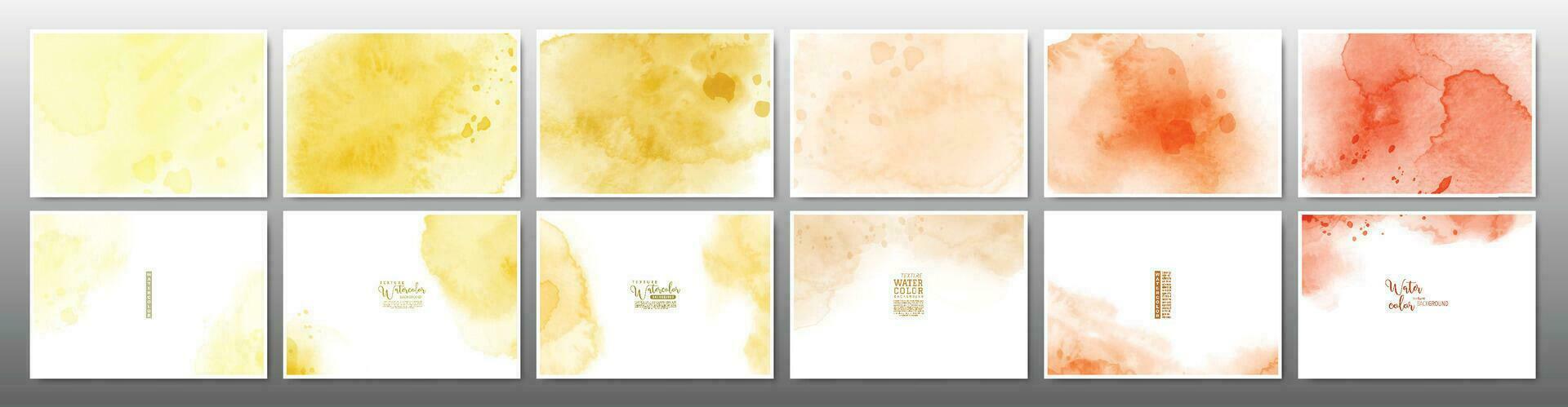 Set of yellow orange pastel watercolor background vector