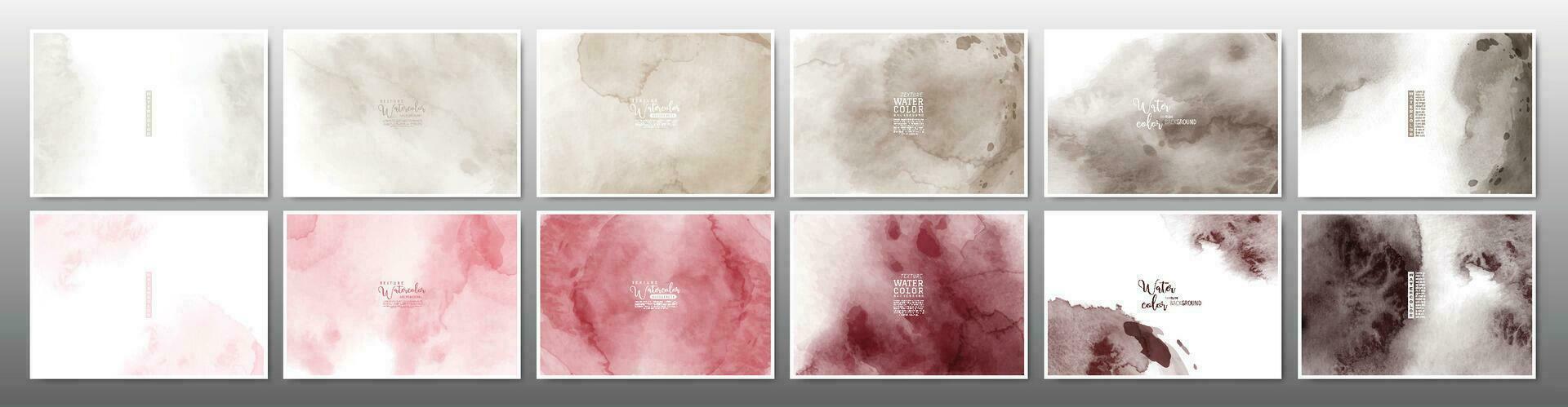 Set of red-brown earth tone watercolor background vector