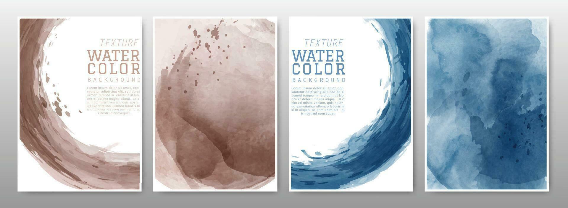 Set of background stain watercolor earth tone vector