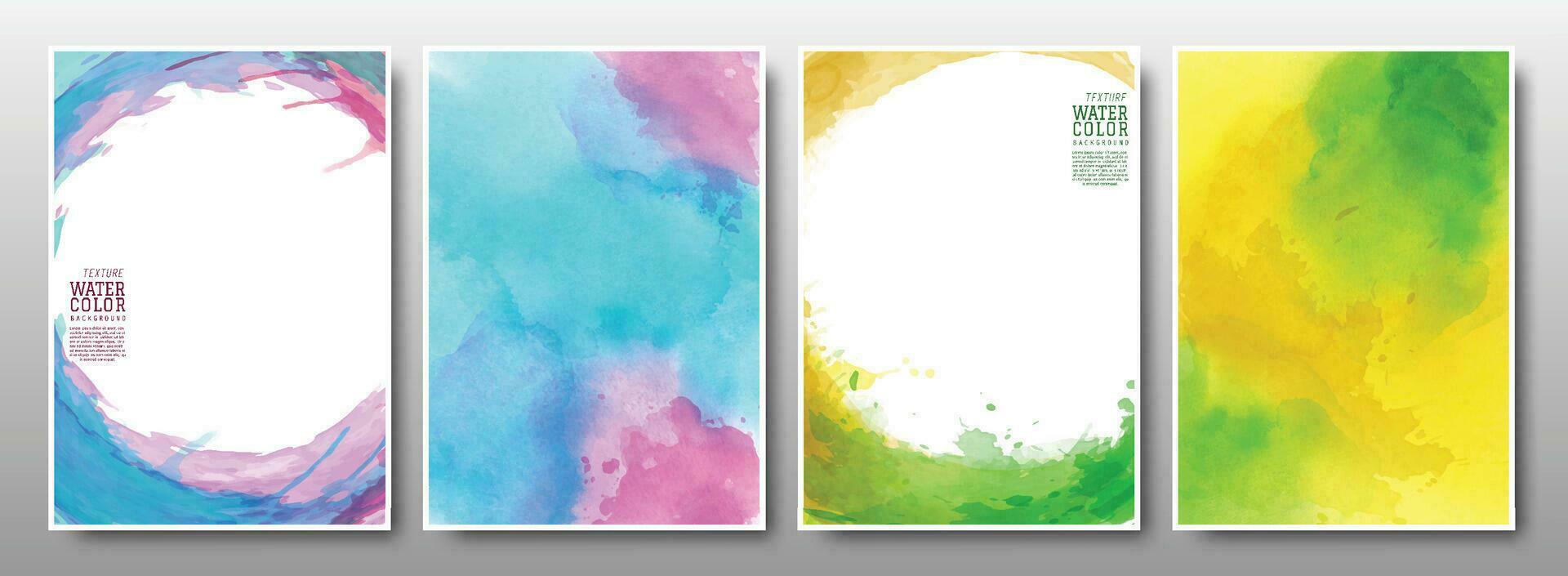 Set of background watercolor bright multicolor vector