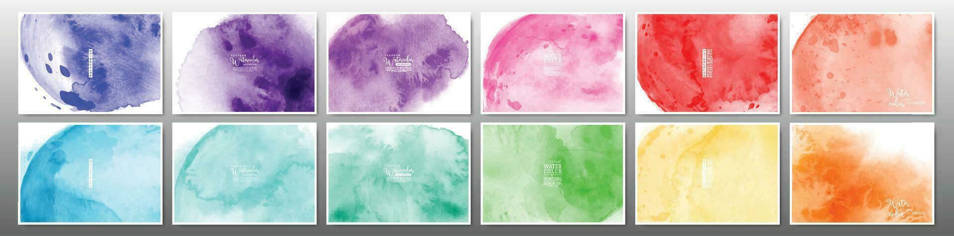 Set of bright colorful watercolor background vector