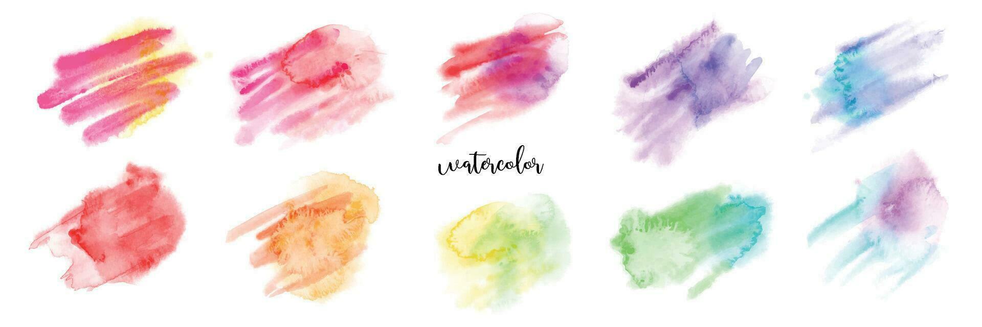 Hand drawn colorful watercolor paint brush set vector