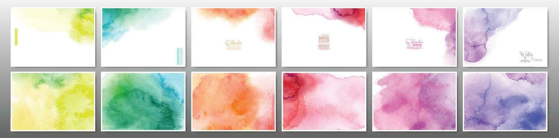 Set of rainbow watercolor background vector