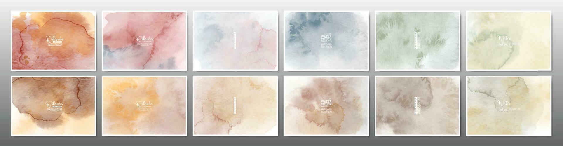 Set of mixed earth tone watercolor background vector