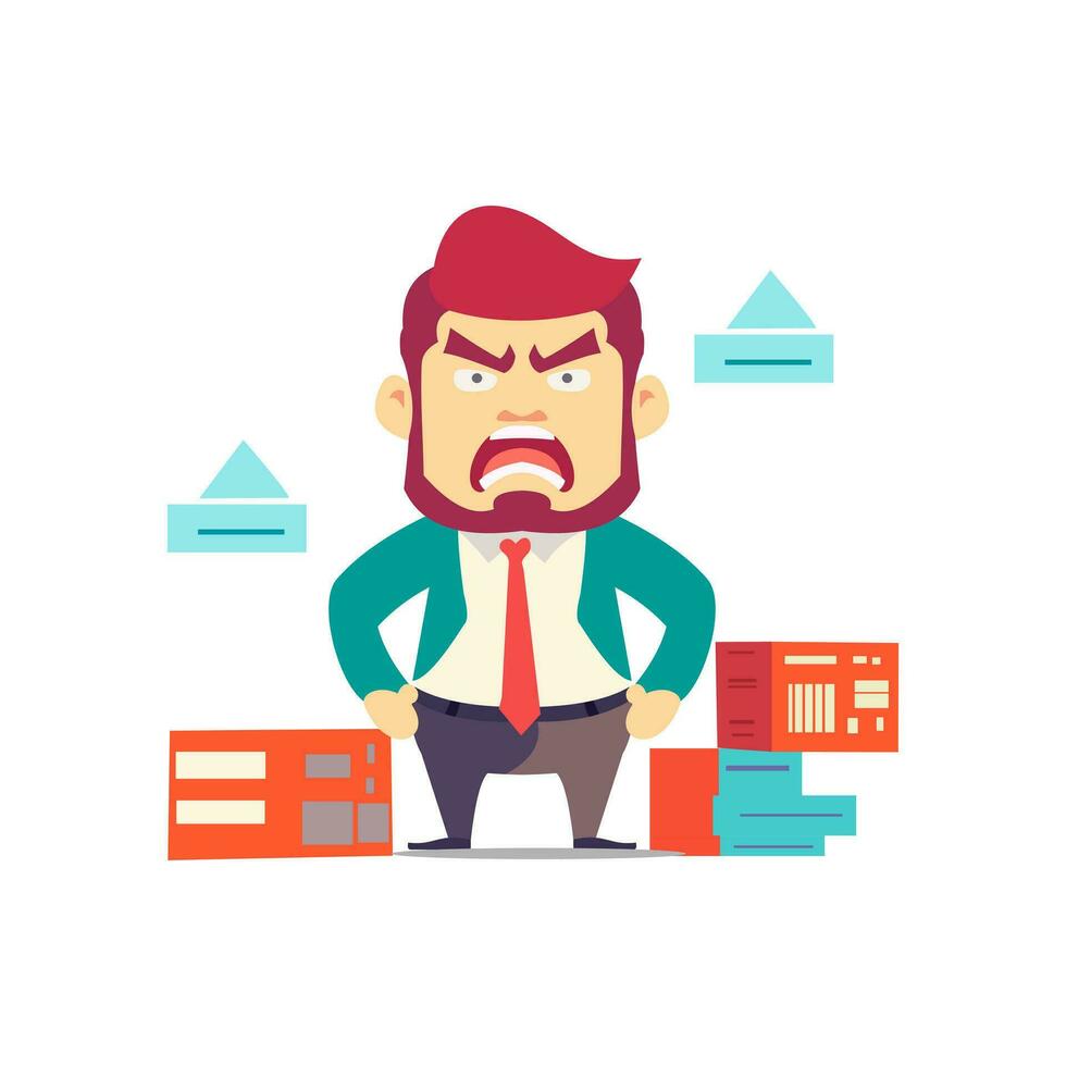 Angry and exasperated employee, character illustration vector