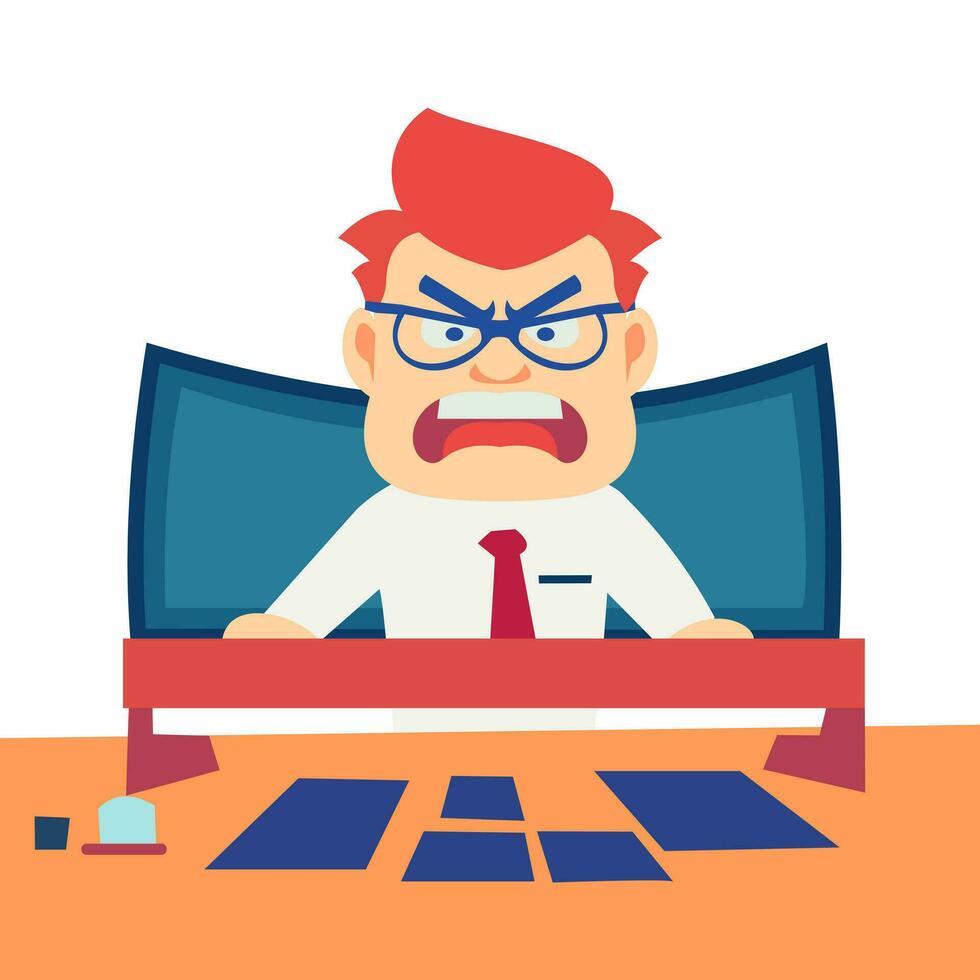 Angry and exasperated employee, character illustration vector