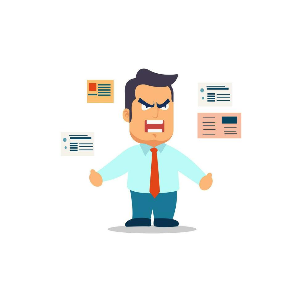 Angry and exasperated employee, character illustration vector