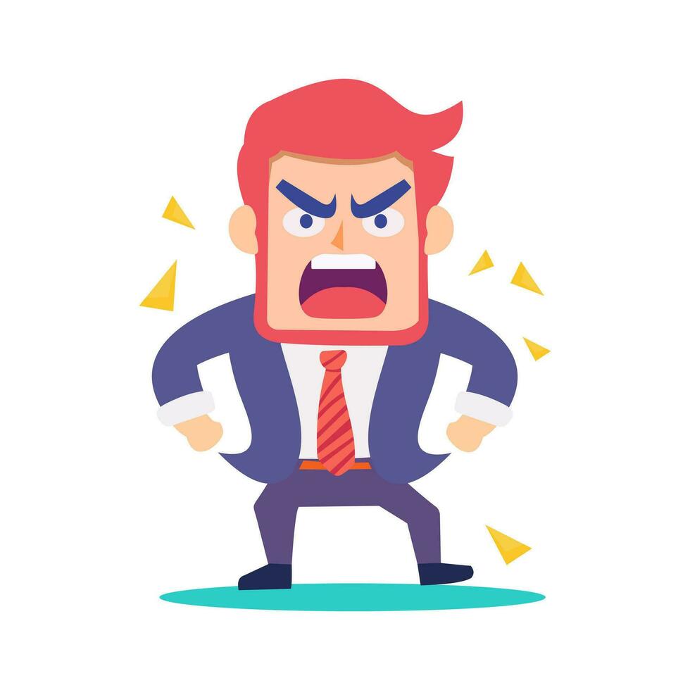 Angry and exasperated employee, character illustration vector