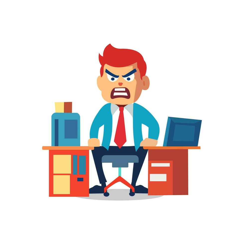 Angry and exasperated employee, character illustration vector