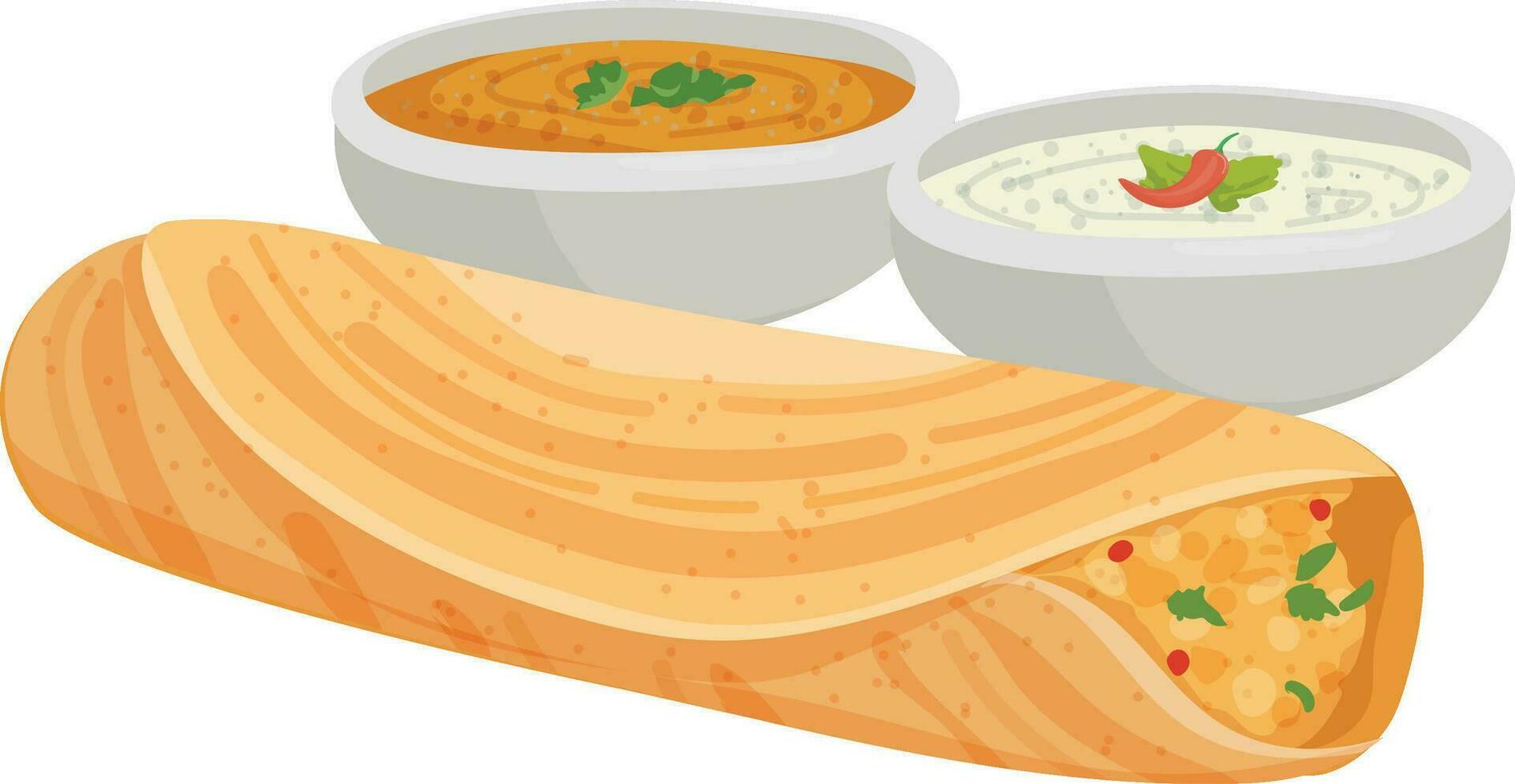 dosa indio comida ilustración vector