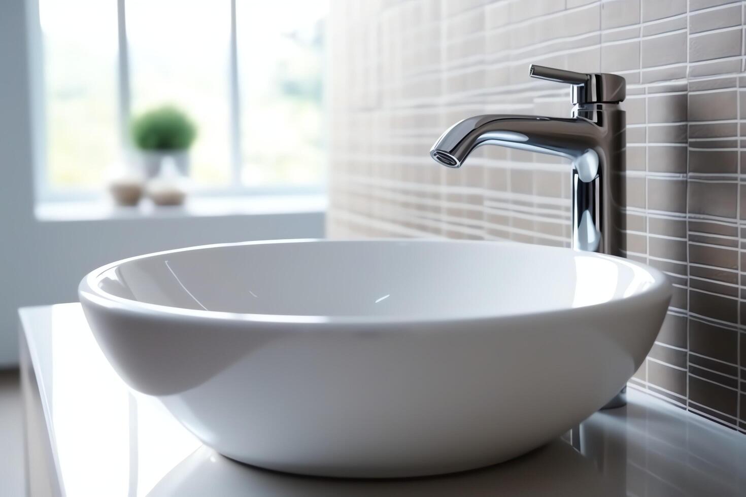 Modern public bathroom with row of white ceramic wash sink basins and faucet with mirror in restroom concept by photo