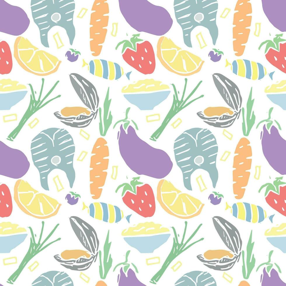 Seamless food pattern. Colored food background vector