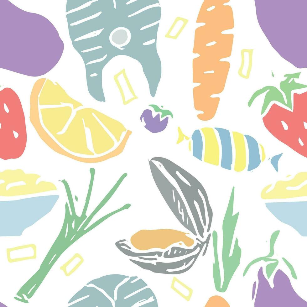 Seamless food pattern. Colored food background vector