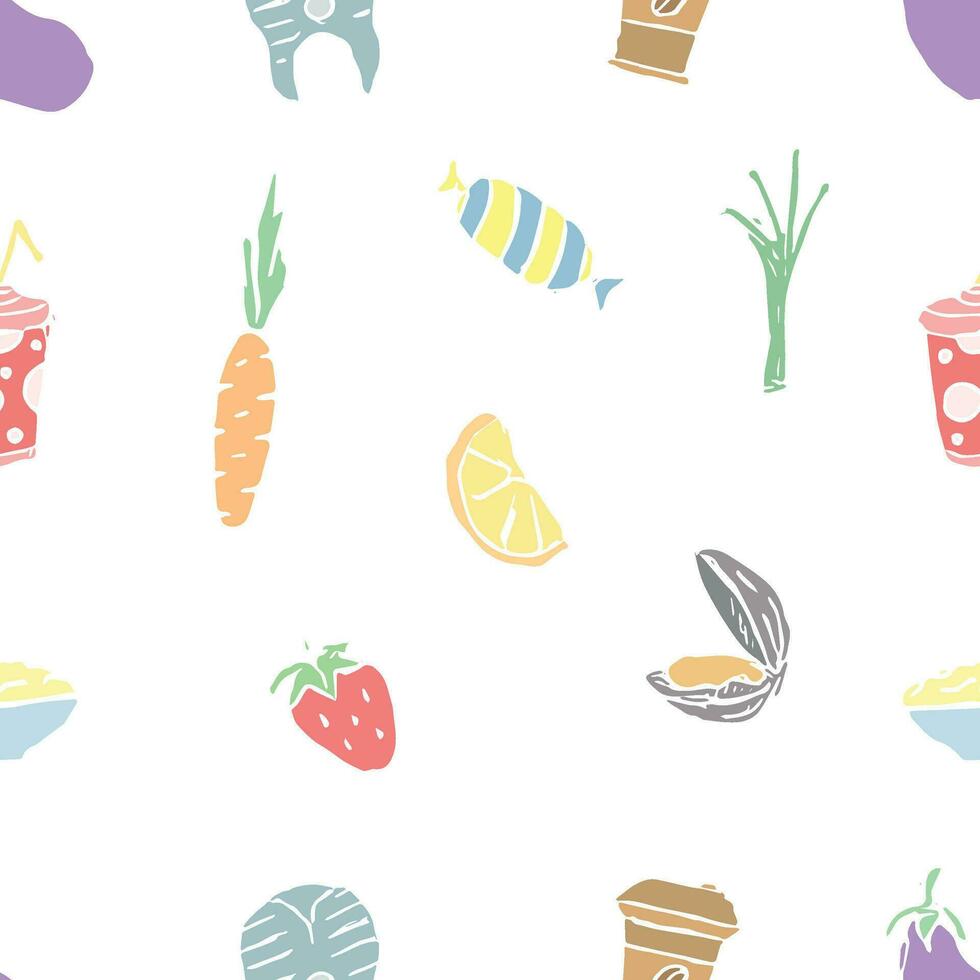 Seamless food pattern. Colored food background vector