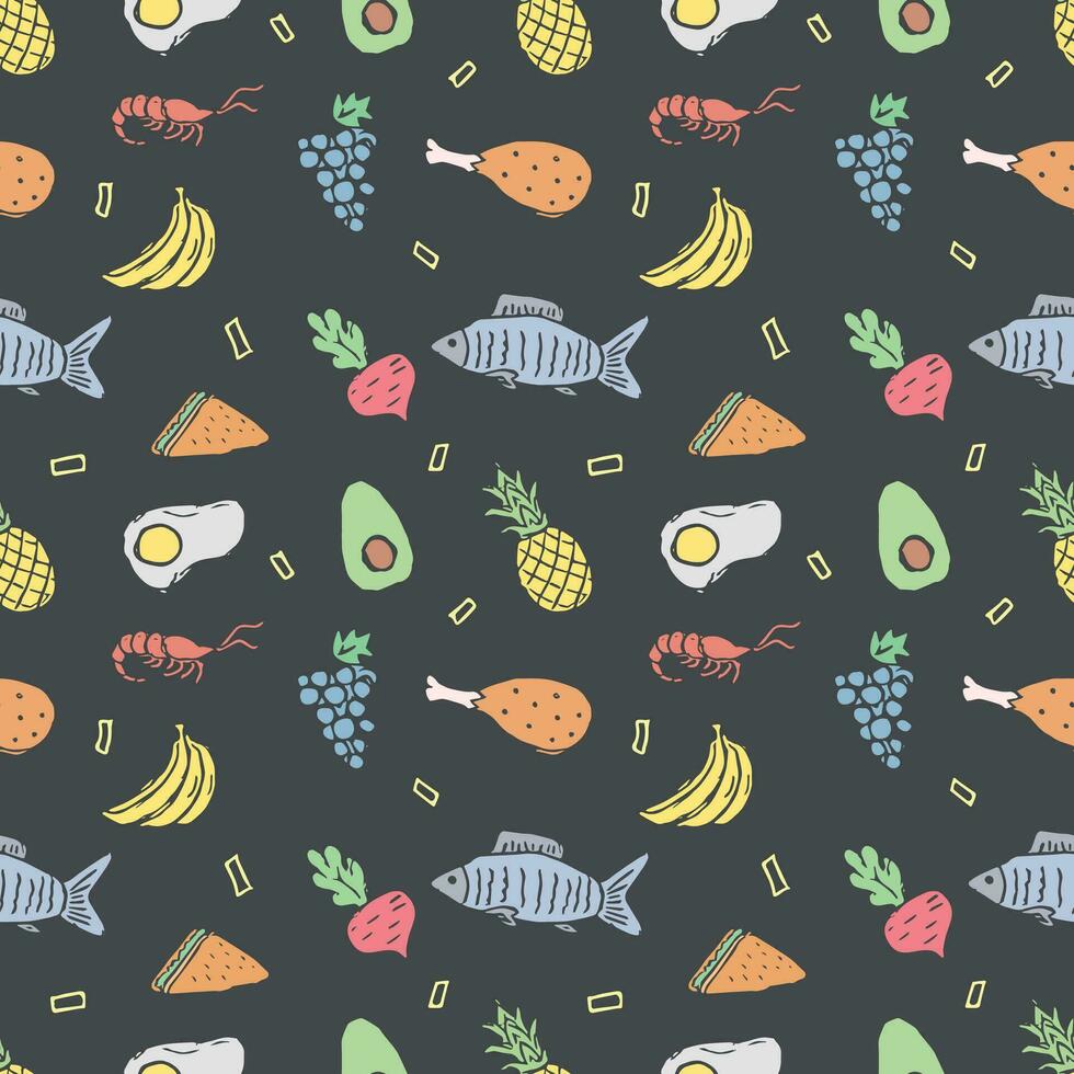 Seamless food pattern. Colored food background vector