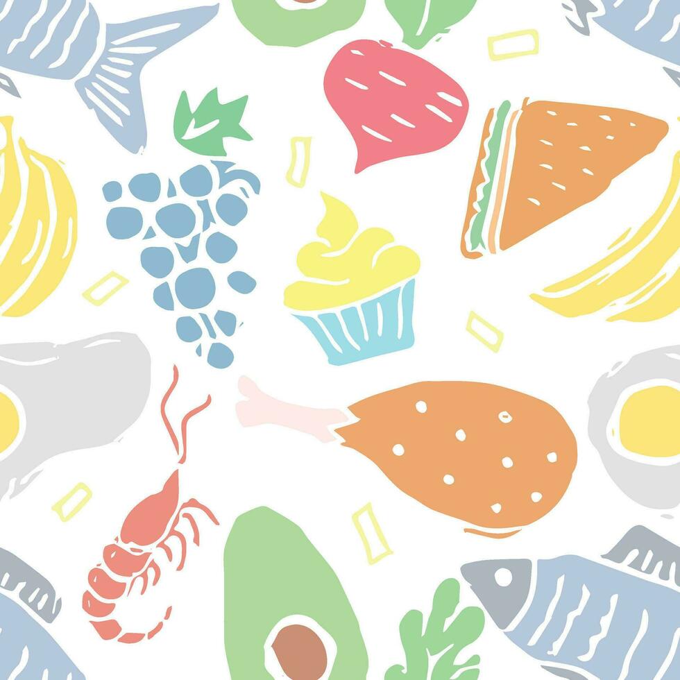 Seamless food pattern. Colored food background vector