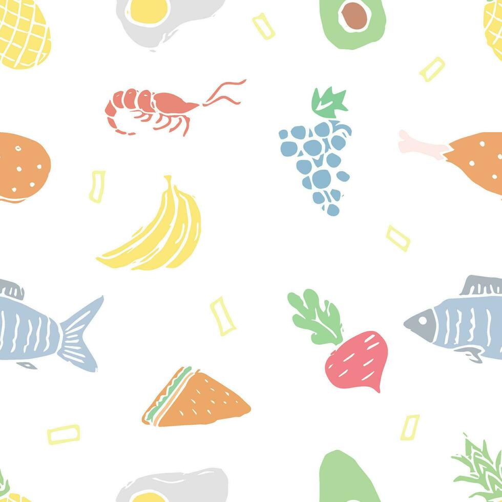 Seamless food pattern. Colored food background vector