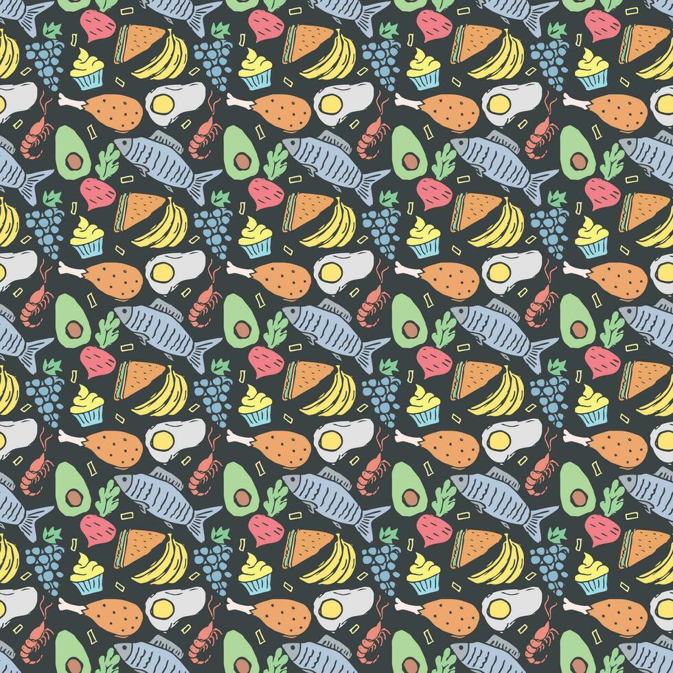Seamless food pattern. Colored food background vector