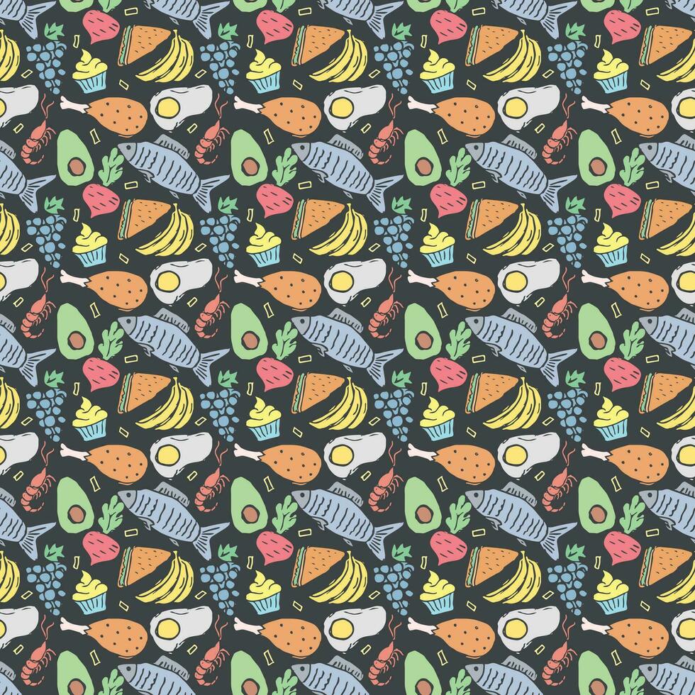 Seamless food pattern. Colored food background vector