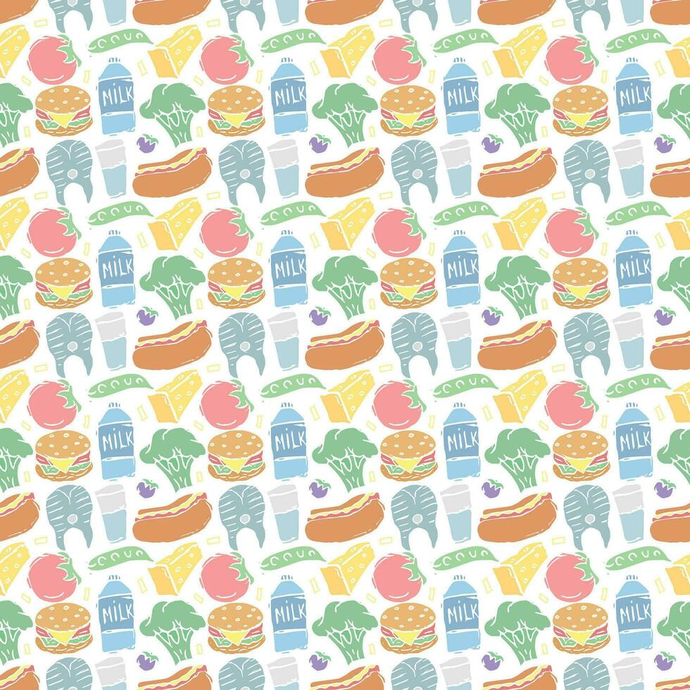 Seamless food pattern. Colored food background vector