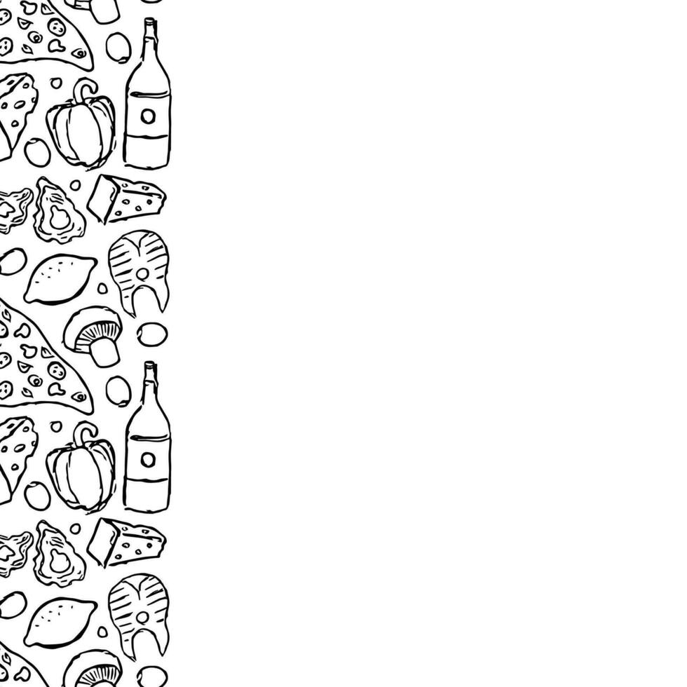 Italian food frame with place for text. Doodle italian food background vector