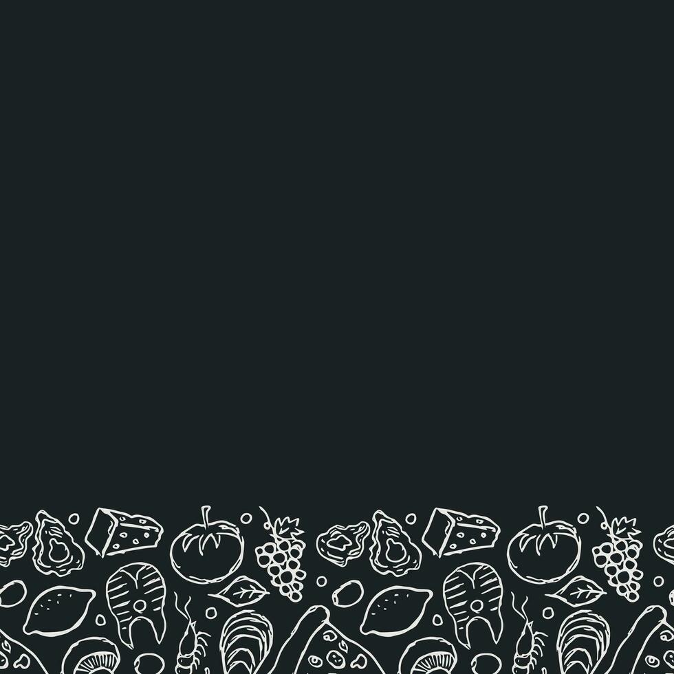 Italian food frame with place for text. Doodle italian food background vector