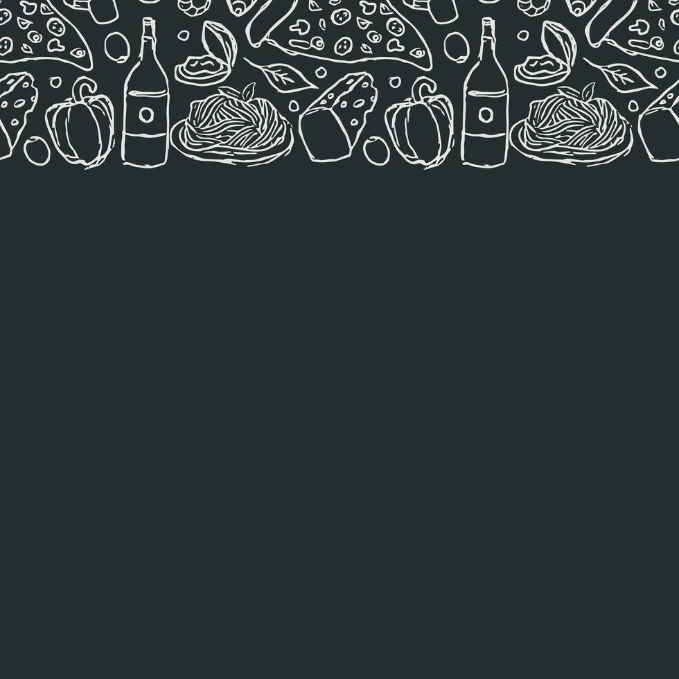 Italian food frame with place for text. Doodle italian food background vector